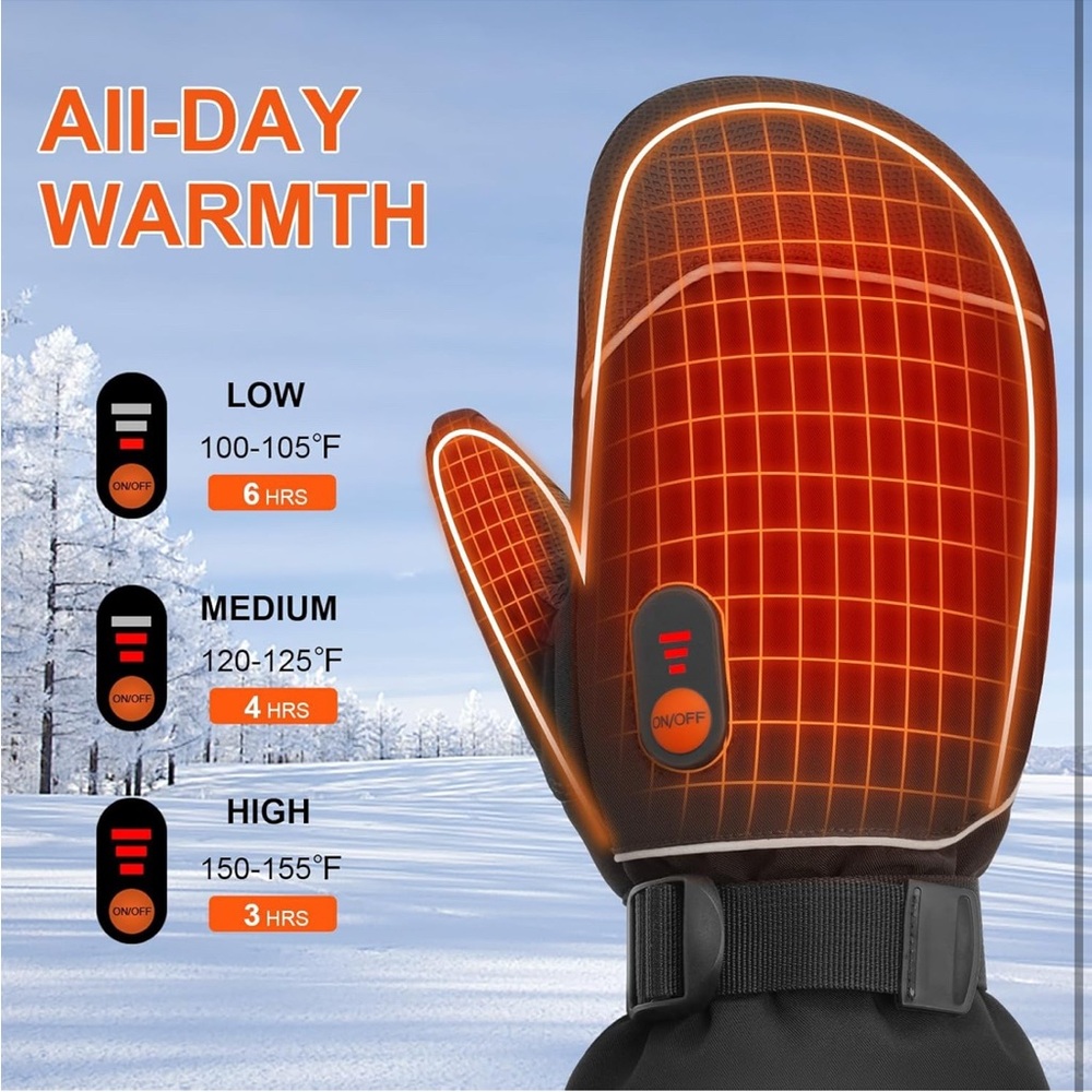 Daxiga Waterproof Mittens, Non-Slip, Windproof Cuffs, Large, for Skating Camping - Picture 6 of 8